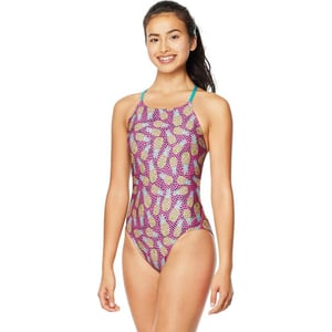 Speedo Womens Swimsuit One Piece Endurance Turnz Tie Back PrintedPineapple Party