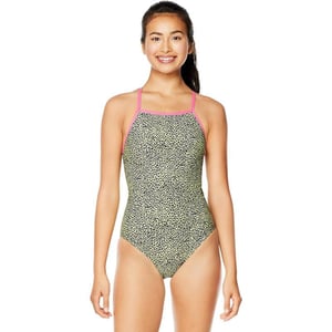 Speedo Womens Swimsuit One Piece Endurance X Back PrintedCheetah Yellow