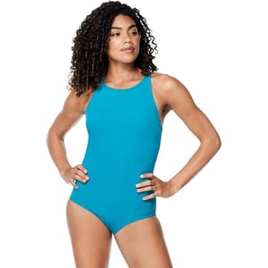 Speedo Womens Swimsuit One Piece High Neck Contemporary CutOcean Depths