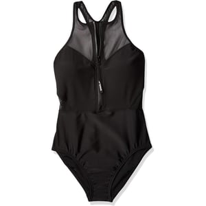 Speedo Womens Swimsuit One Piece High Neck Contemporary CutSpeedo Black Zip