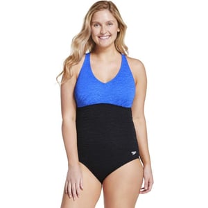 Speedo Womens Swimsuit One Piece Pebble Texture Crossback Moderate CutHyper Blue