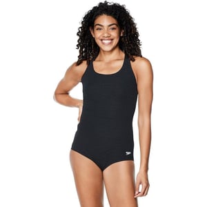 Speedo Womens Swimsuit One Piece Pebble Texture Crossback Moderate CutSpeedo Black