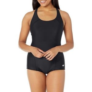 Speedo Womens Swimsuit One Piece PowerFlex Princess Seam Ultraback Conservative CutSpeedo Black