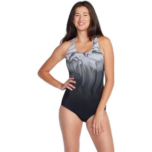 Speedo Womens Swimsuit One Piece Powerflex Ultraback SolidSwirling Ombre Black