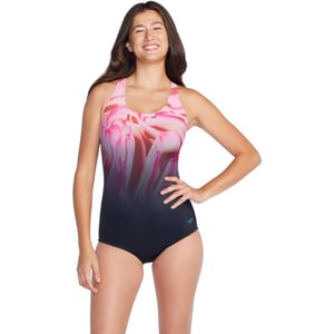 Speedo Womens Swimsuit One Piece Powerflex Ultraback SolidSwirling Ombre Pink