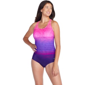 Speedo Womens Swimsuit One Piece Powerflex Ultraback SolidTie Dye Ombre Pink