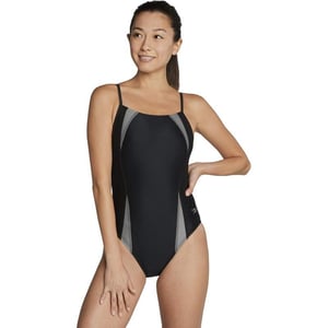 Speedo Womens Swimsuit One Piece Prolt Flipback PrintedGreyBlack