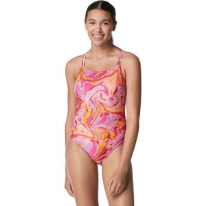 Speedo Womens Swimsuit One Piece Prolt Volt Back PrintedMarble Rose Violet