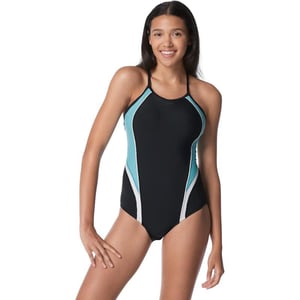 Speedo Womens Swimsuit One Piece Quantum Splice Thin Strap High Cut SolidFusion Speedo Black