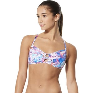 Speedo Womens Swimsuit Top Bikini Endurance Lite Tie Back PrintBluePink