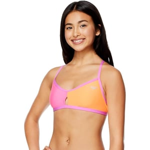 Speedo Womens Swimsuit Top Bikini Endurance Lite Tie Back SolidPink Glo