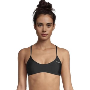 Speedo Womens Swimsuit Top Bikini Endurance Lite Tie Back SolidSpeedo Black Keyhole