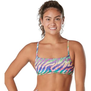 Speedo Womens Swimsuit Top Bikini Endurance Strappy Back DemiPride Animal Fever