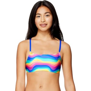 Speedo Womens Swimsuit Top Bikini Endurance Strappy Back DemiRainbow Wave