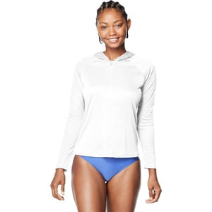 Speedo Womens Uv Cover Up Long Sleeve Hoodie JacketWhite