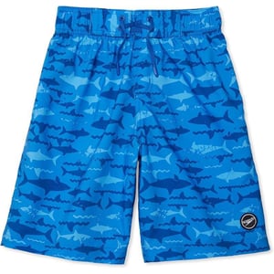 Speedo Boys Swim Trunk Knee Length Boardshort EBoard PrintedSharks Medieval Blue