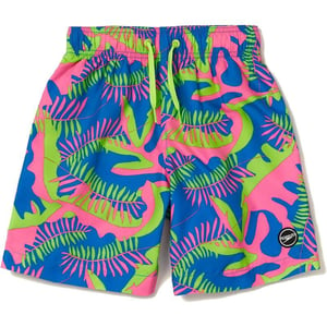 Speedo Boys Swim Trunk Mid Length Redondo PrintedCoral Leaves Green Gecko