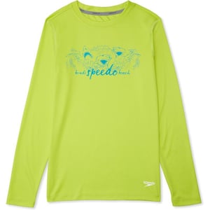 Speedo Boys UV Swim Shirt Long Sleeve Tee GraphicAcid Lime