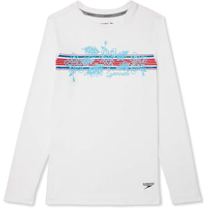 Speedo Boys UV Swim Shirt Long Sleeve Tee GraphicBright White