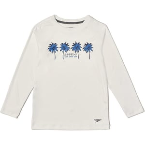 Speedo Boys UV Swim Shirt Long Sleeve Tee GraphicPalm Bright White