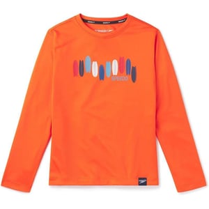 Speedo Boys UV Swim Shirt Long Sleeve Tee GraphicScarlet Ibis