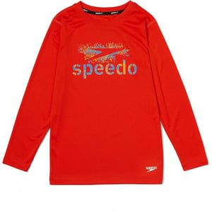 Speedo Boys UV Swim Shirt Long Sleeve Tee GraphicSpicy Orange