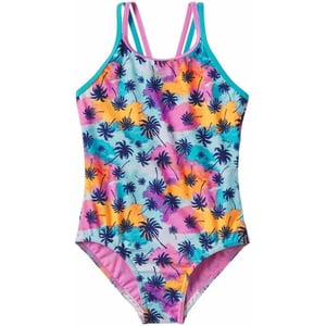 Speedo Girls Thin Strap One Piece SwimsuitMulti Palm