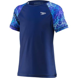 Speedo Girls UV Swim Shirt Short Sleeve Printed RashguardUv Swim Shirt Short Sleeve Printed Rashguard Blue Harmony