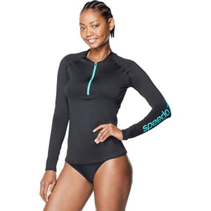 Speedo Womens Precision Pleat Zip RashguardSpeedo Black