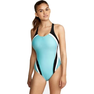 Speedo Womens Swimsuit One Piece Creora Highclo Quantum Splice High Cut SolidFusion Porcelain