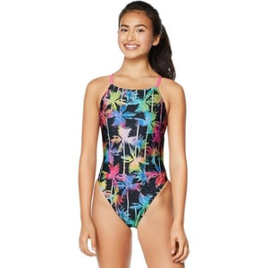 Speedo Womens Swimsuit One Piece Endurance Fixed Back Double StrapParty Palm