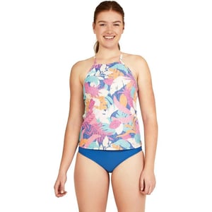 Speedo Womens Swimsuit Top Tankini Adjustable High NeckTexture Tropical