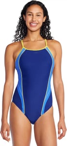 imageSpeedo Womens Swimsuit One Piece Quantum Splice Thin Strap High Cut SolidCerulean Blue