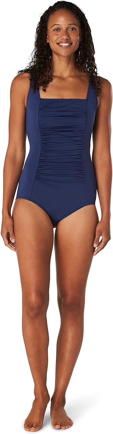 Speedo Womens Swimsuit One Piece Endurance Shirred Tank Moderate CutPeacoat