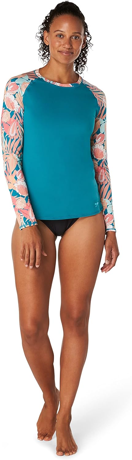 Speedo Womens Uv Swim Shirt Long Sleeve RashguardDeep Lake