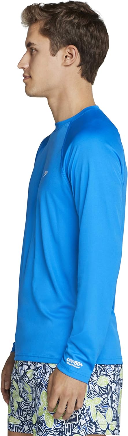 Speedo Mens Uv Swim Shirt Easy Long Sleeve Regular FitBlue Lemonade