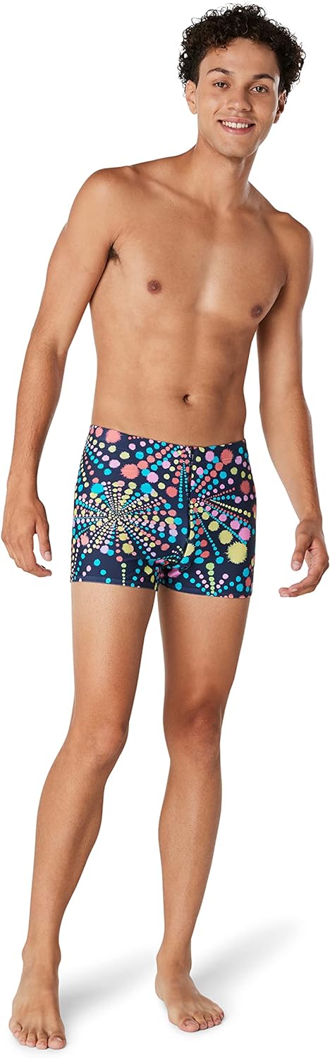 Speedo Mens Swimsuit Square Leg Eco Flex BeachstarDot Burst Naval Academy