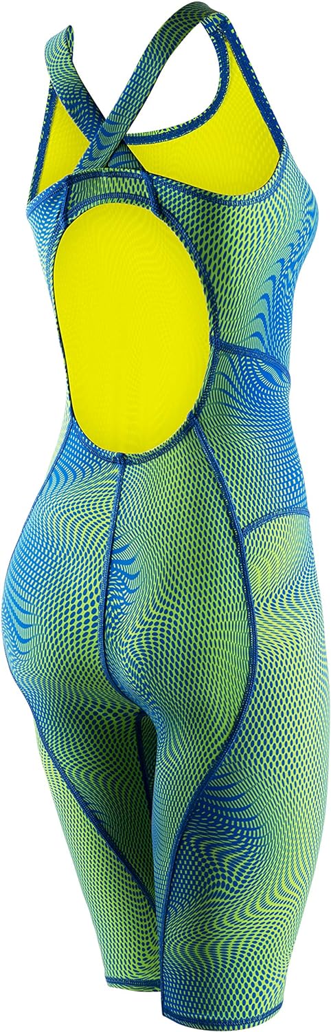 Speedo Womens Swimsuit One Piece Vanquisher Kneeskin Open BackBlueGreen