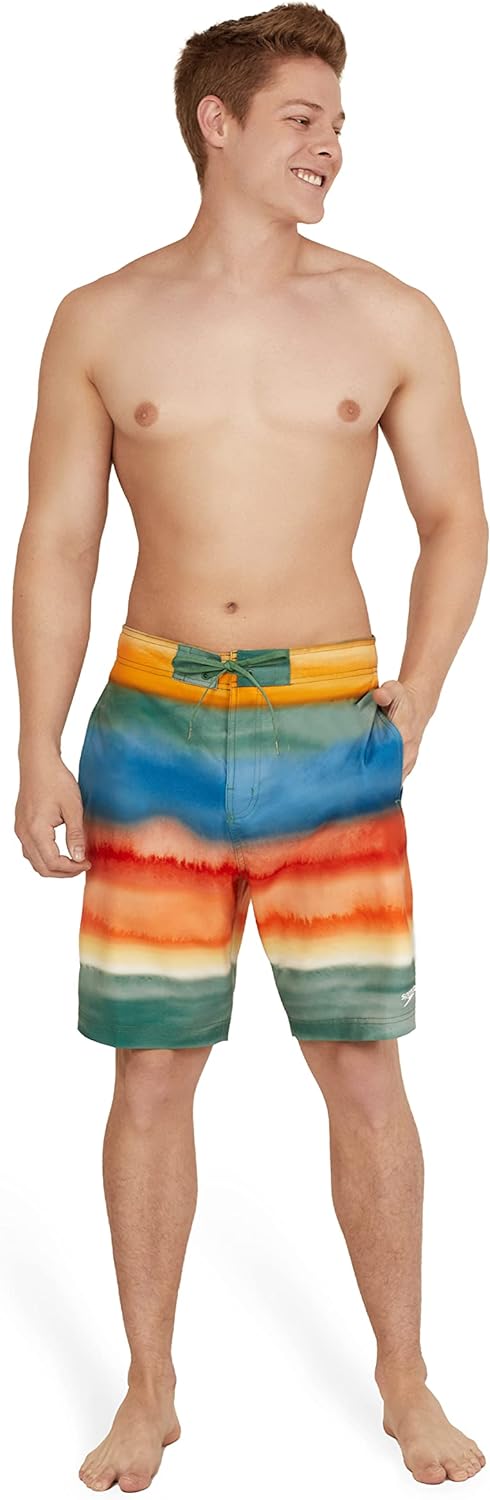 Mens Swim Trunk Knee Length Boardshort Bondi Printed20 Coastal Dark Ivy