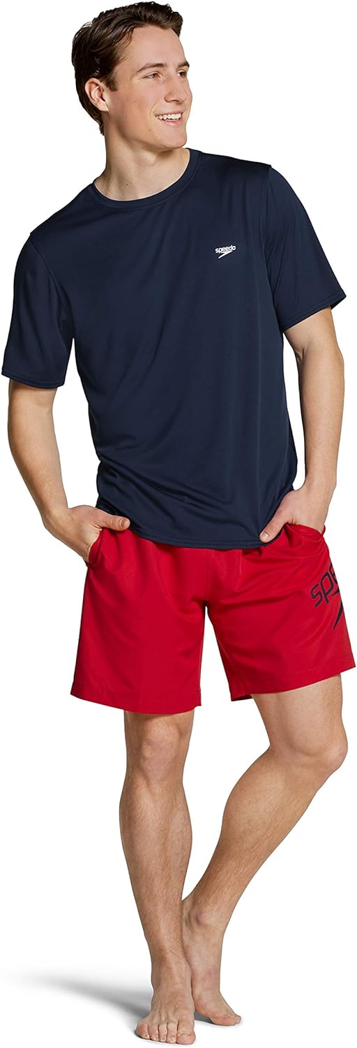 Speedo Mens UV Swim Shirt Basic Easy Short Sleeve Regular FitPeacoat