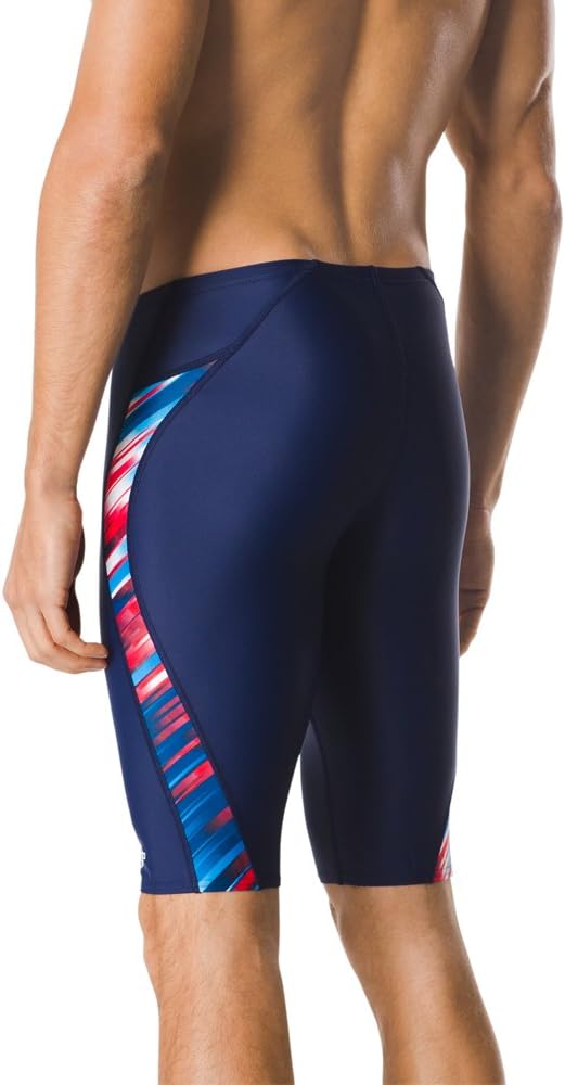 Speedo Mens Swimsuit Jammer Powerflex Eco Reigning LightNavyRedWhite