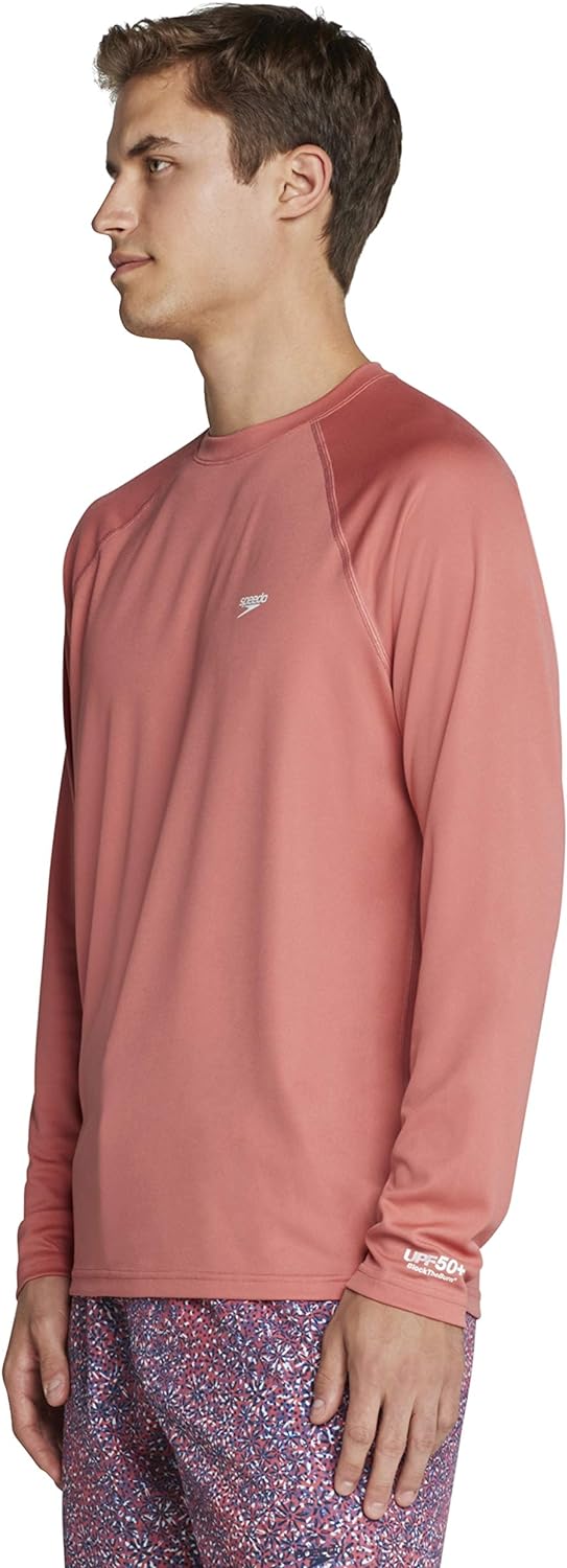 Speedo Mens Uv Swim Shirt Easy Long Sleeve Regular FitFaded Rose