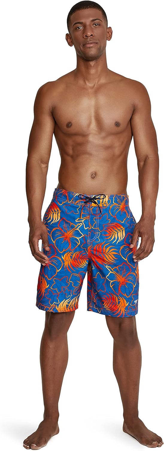 Mens Swim Trunk Knee Length Boardshort Bondi Printed20 Blend Bright Cobalt