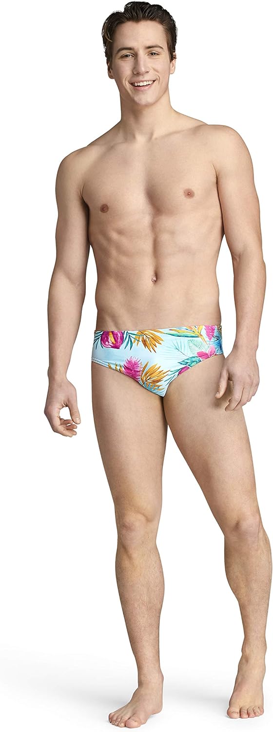 Speedo Mens Swimsuit Brief Endurance Lite Turnz PrintedBlue Hawaii