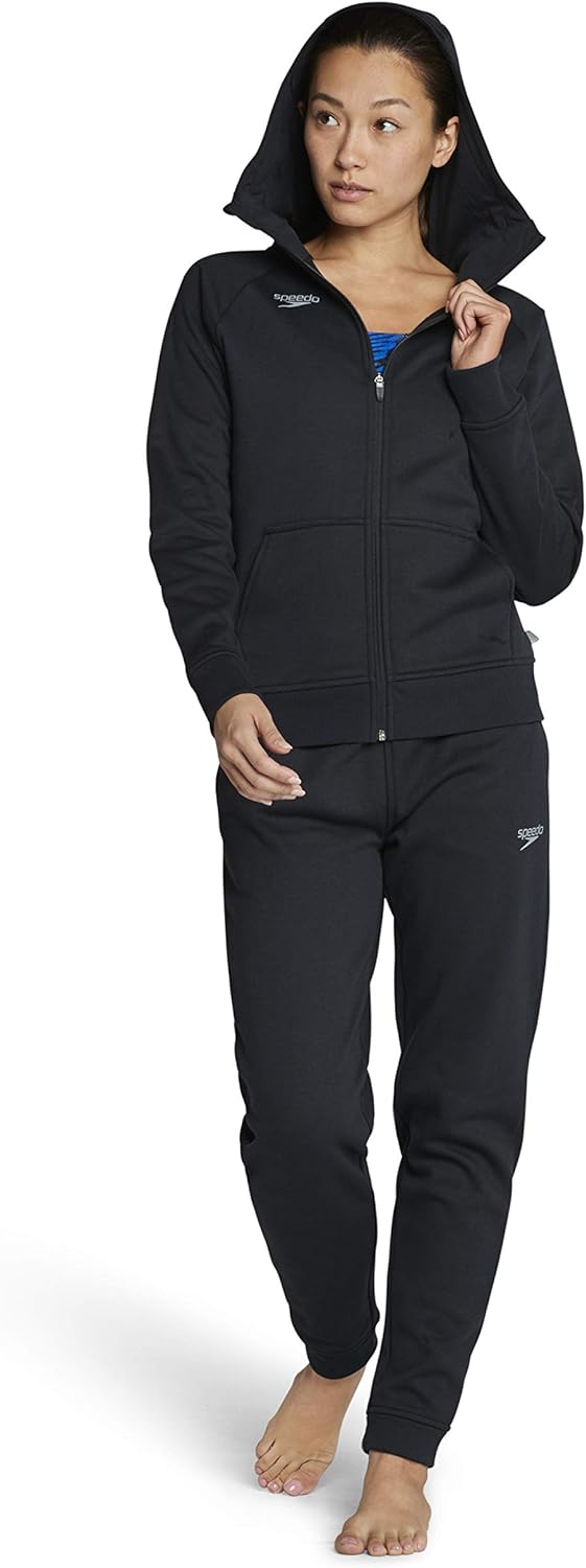 Speedo Womens Sweatshirt Full Zip Hooded Jacket Team Warm UpSpeedo Black