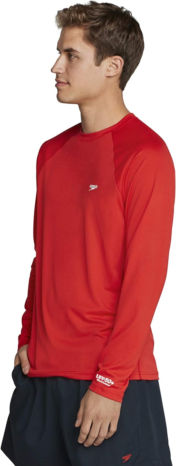 Speedo Mens Uv Swim Shirt Easy Long Sleeve Regular FitSpeedo Red