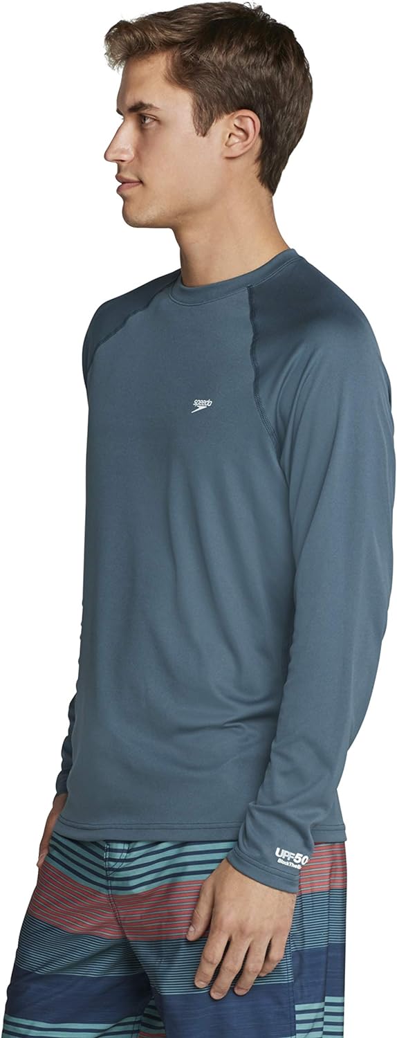 Speedo Mens Uv Swim Shirt Easy Long Sleeve Regular FitGranite