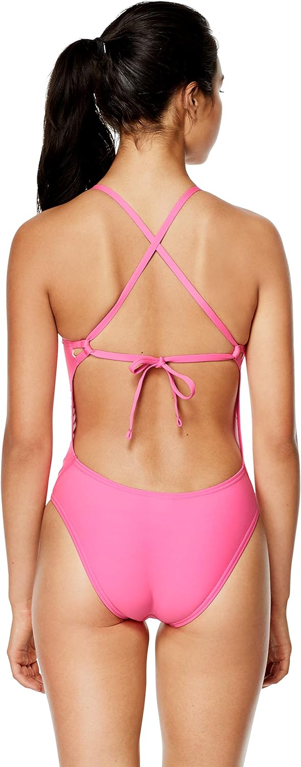 Speedo Womens Swimsuit One Piece Endurance Turnz Tie Back SolidPink Glo