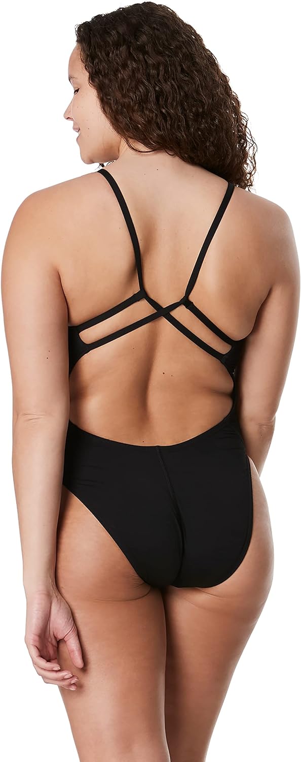 Speedo Womens Standard Swimsuit One Piece Endurance Strappy SolidSpeedo Black