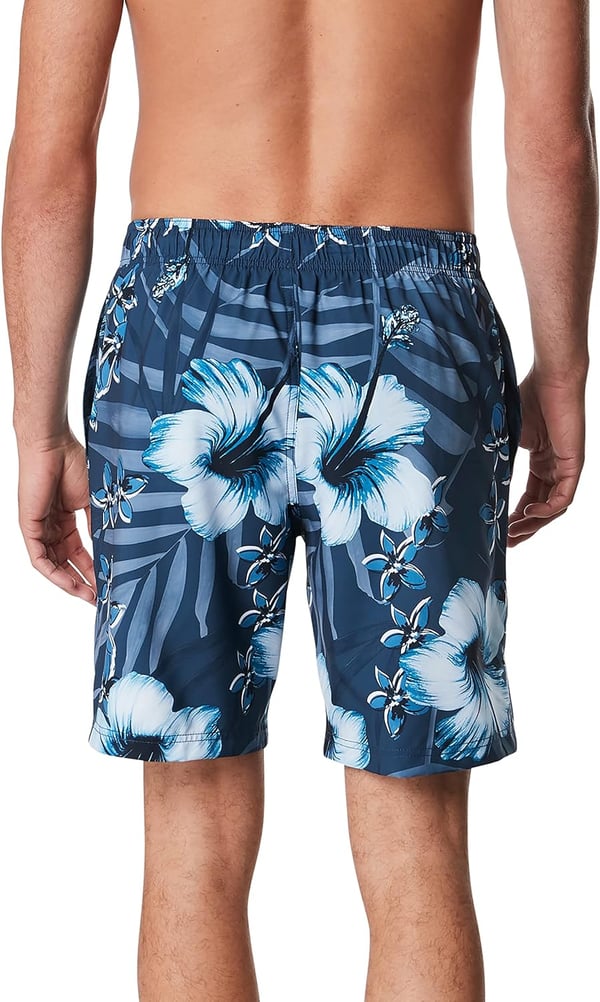 Mens Swim Trunk Knee Length Boardshort Bondi Printed20 Hover Vallarta Blue